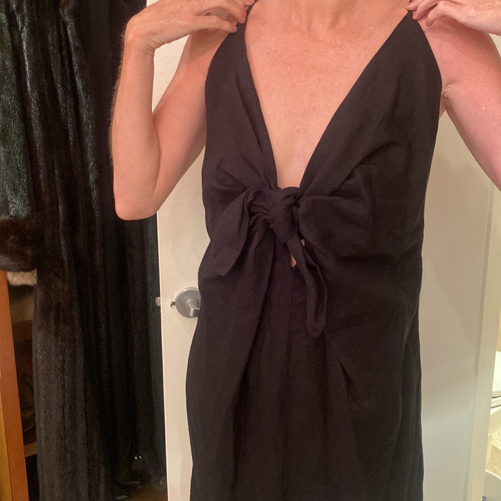 Black linen dress